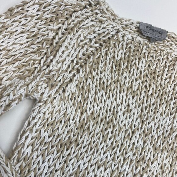 Sportmax Sweater Ladies Cable Knit Chunky Cream and Tan Size MED Made in Italy - Picture 3 of 6